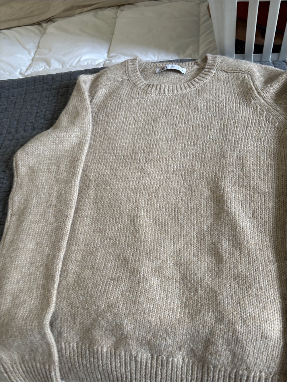 Zara womens Crewneck Sweater in Oatmeal Beige